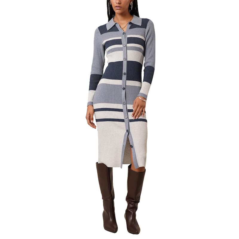 Cyrus Striped Polo Sweater Dress