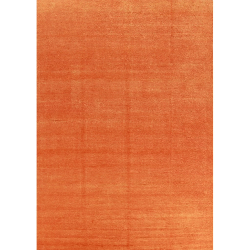 Hand Knotted Oriental 100% Wool Carpet Modern Solid Oranges & Rust Gabbeh Area Rug - 12' 1'' X 9' 3''