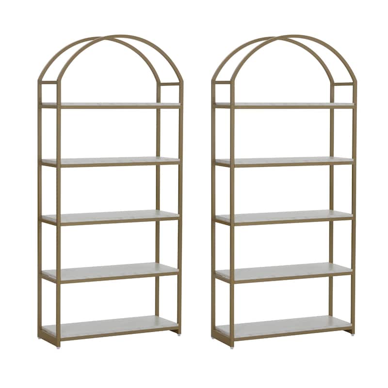 Nathan James Haven 5-Shelf Etagere Bookshelf with Arch Top