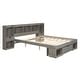preview thumbnail 11 of 22, Queen Size Platform Bed with Drawer and Multi-Storage Headboard, Wooden Bed Frame with Cabinet, No Box Spring Required, Grey