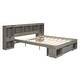 preview thumbnail 11 of 22, Queen Wood Platform Bed with Storage Headboard & Drawer, Grey
