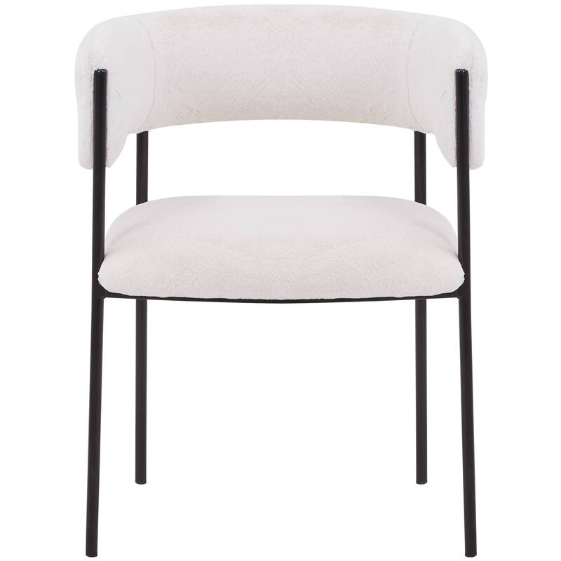Dining Chair in Leather with Open-Back and Powder Coated Iron Legs Set of 2