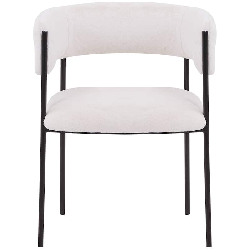 Leather Dining Chair with Open-Back Design and Powder Coated Iron Legs