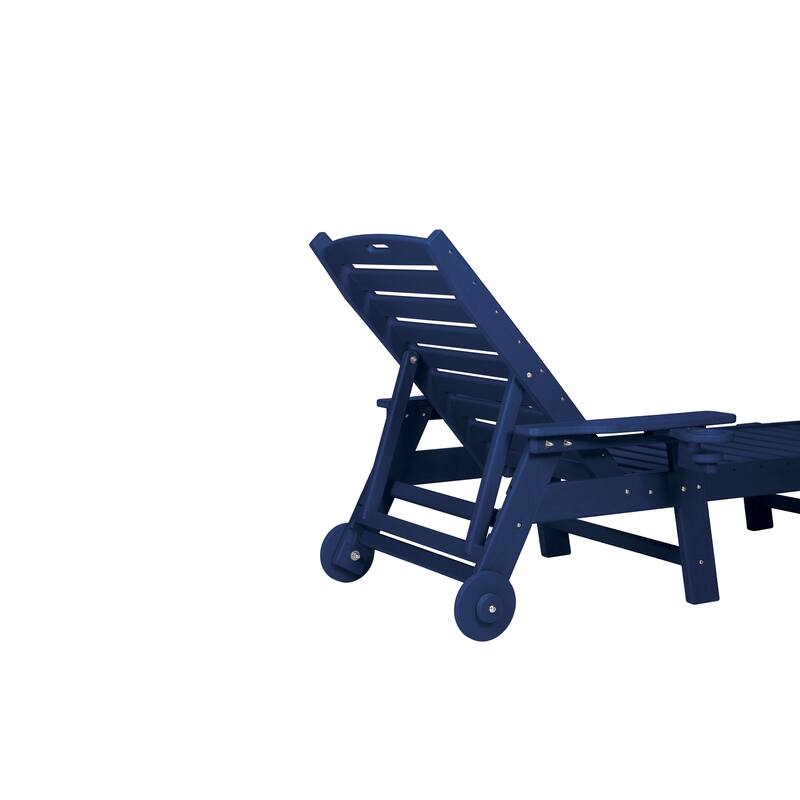 Outdoor Patio Wooden Oversized Chaise Lounge Chair w/ 5 Positions for Pool, Deck, Poolside, Grey