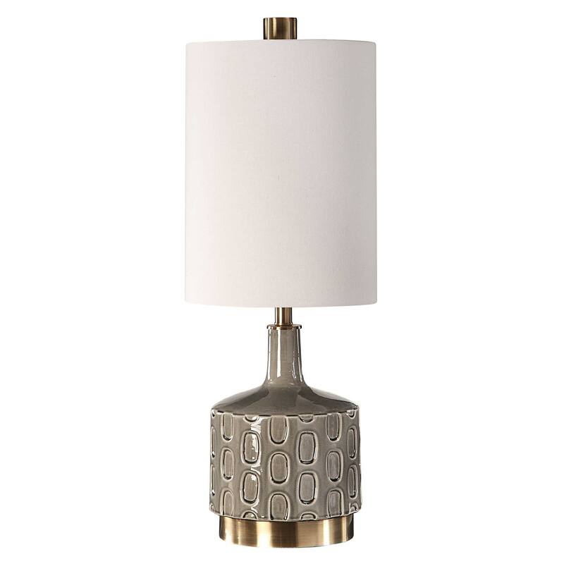 Crackled Ceramic Table Lamp - 30" - Gray and White