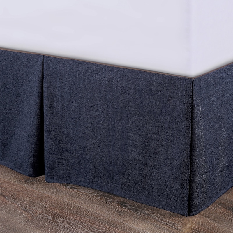HiEnd Accents Camden Nubby Blue Bed Skirt, 1PC - Queen