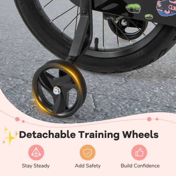 Kids Bike with Basket Training Wheels and Adjustable Handlebar