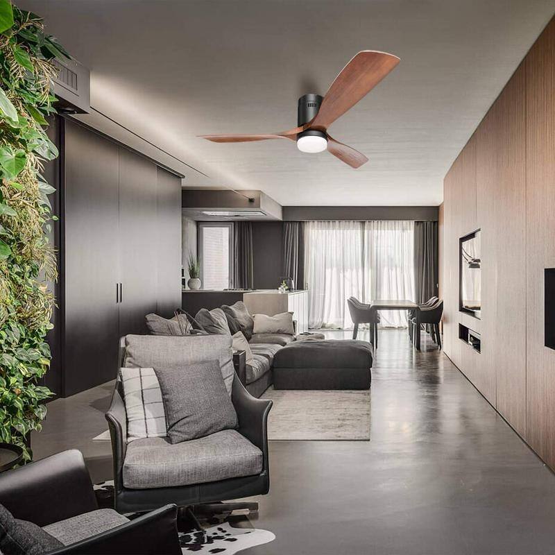 Sofucor 52 Inch Flush Mount Ceiling Fan with Remote, Reversible Motor,Integrated Light Optional