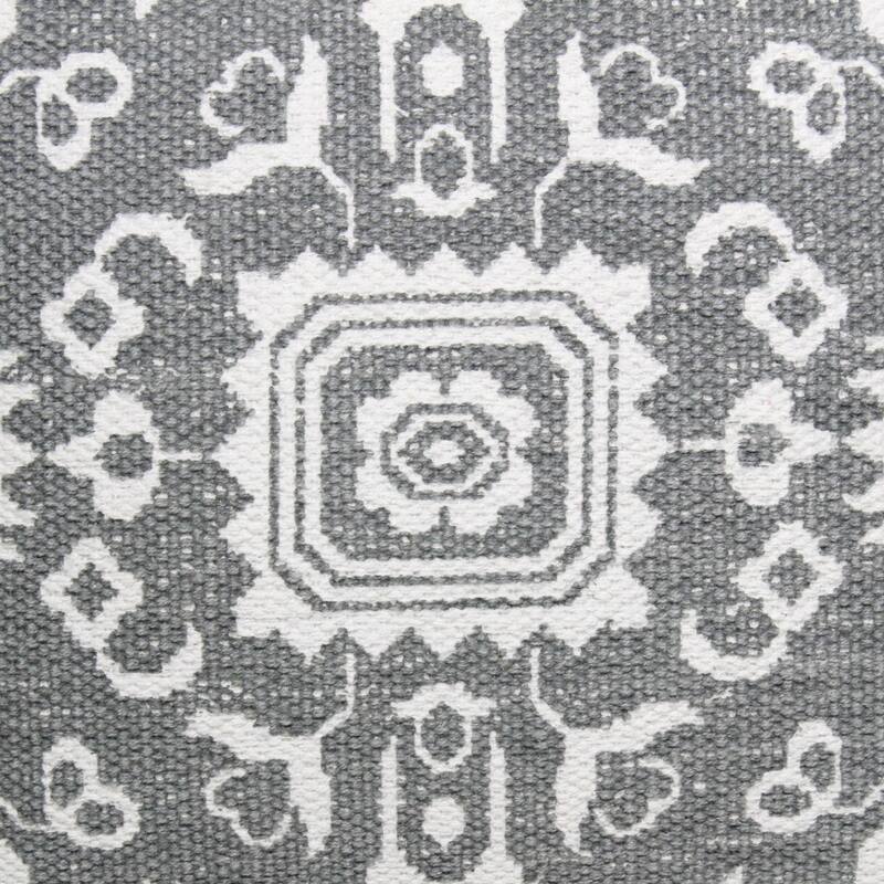 HomeRoots 20" X 20" Gray And White 100% Cotton Geometric Zippered Pillow