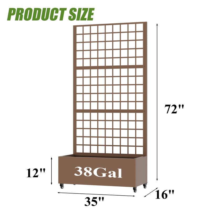 Movable Raised Garden Bed with Trellis and Lockable Wheels