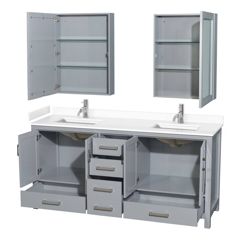 Sheffield Double Bathroom Vanity Set, Cultured Top, Medicine Cabinets