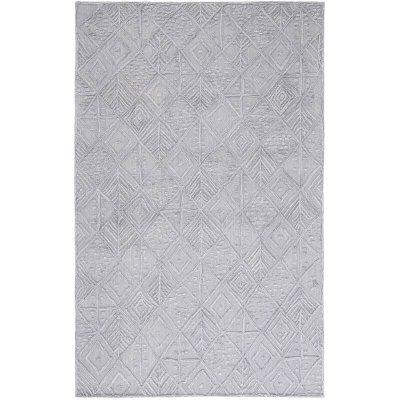 SAFAVIEH Handmade Textual Stephany Wool Rug - 6' Square - Grey