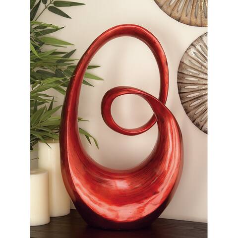 Red Polystone Contemporary Sculpture Swirl 24 x 13 x 7