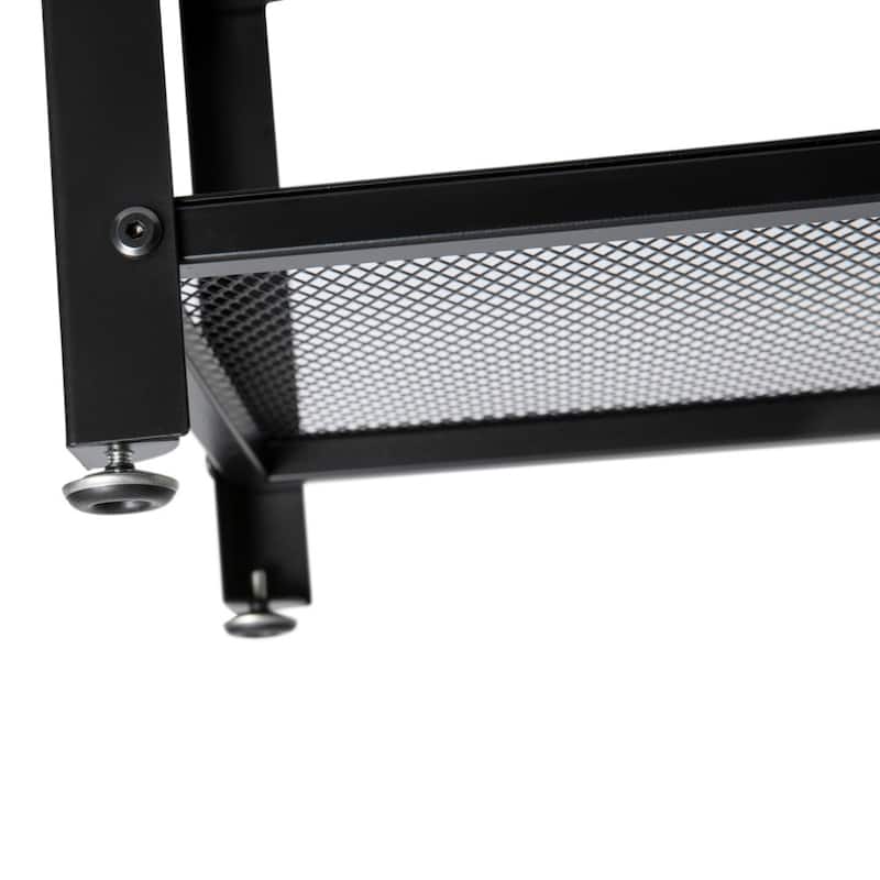 3-Tier Entryway Bench with Mesh Metal Shoe Storage Shelves