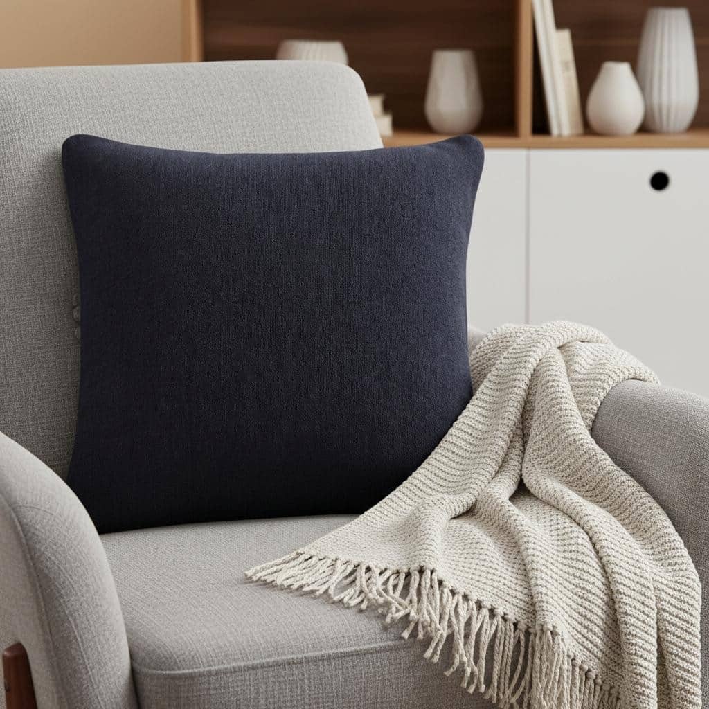 20" X 20" Black Linen Zippered Pillow