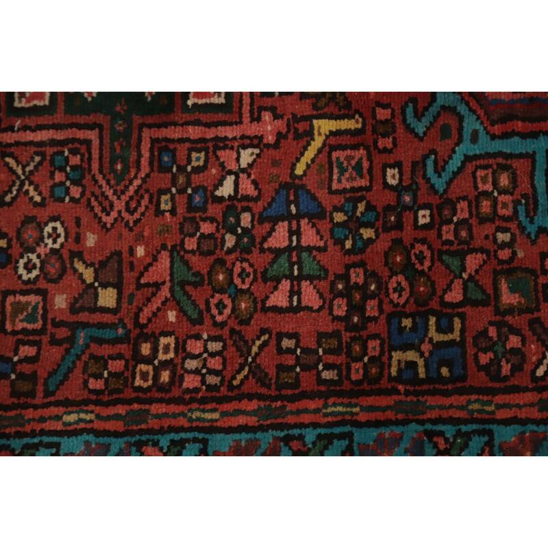 Hand Knotted Oriental 100% Wool Carpet Traditional Tribal Oranges & Rust Gharajeh Runner Rug - 9' 4'' X 2' 7''