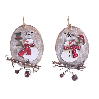 Wood Log With Snowman And Twig Ornament (Asstd) - Set of 12 - Bed Bath ...