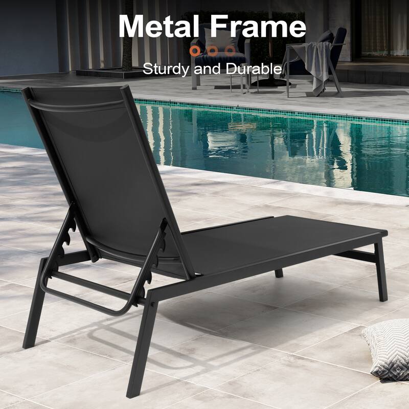 Crestlive Products Outdoor Patio Adjustable Stackable Chaise Lounges Chairs with Arms (Set of 2/4 )