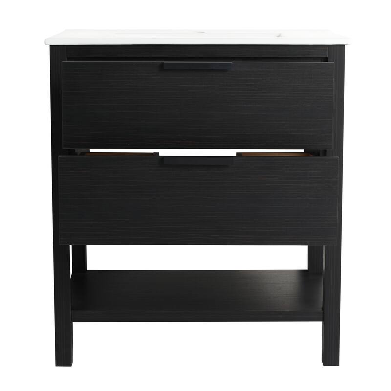 BNK 30/36 Inch Bathroom Vanity With Single Sink,Modern Bathroom Vanities With Soft Close Drawer And Shelf