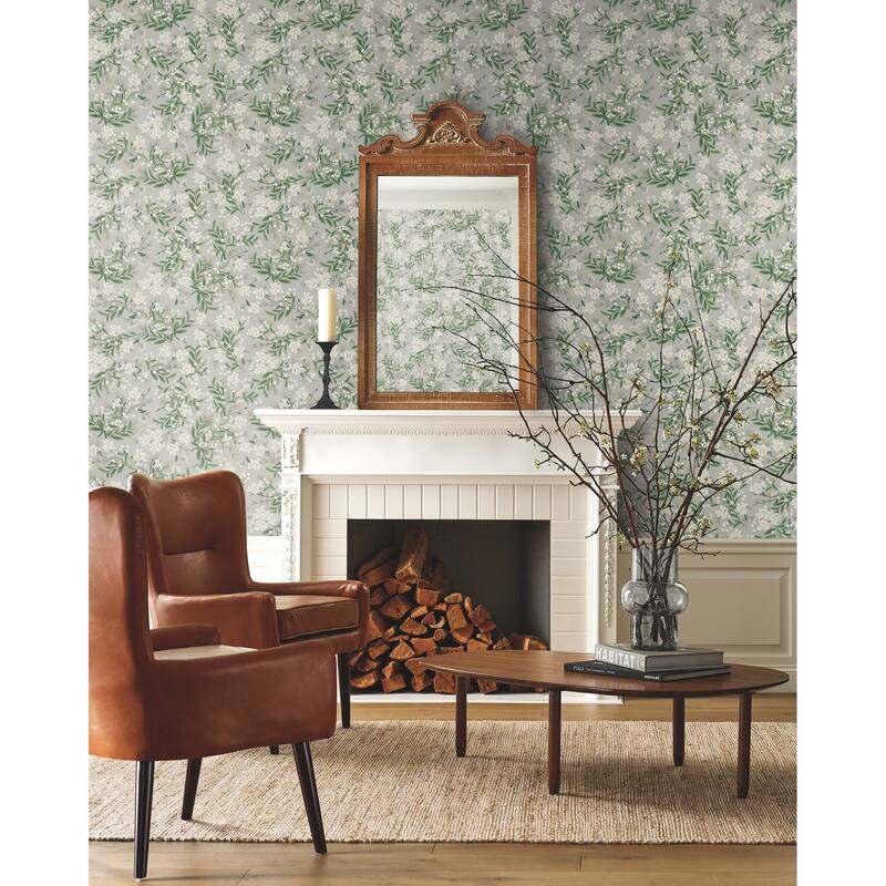 Rifle Paper Co.Cornflower Grey & Green Wallpaper