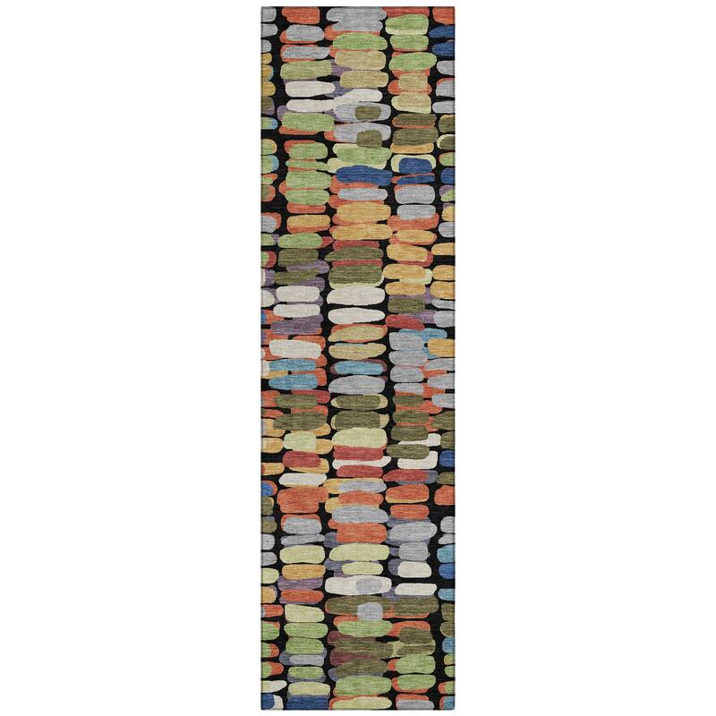 Machine Washable Indoor/ Outdoor Modern Caps Chantille Rug