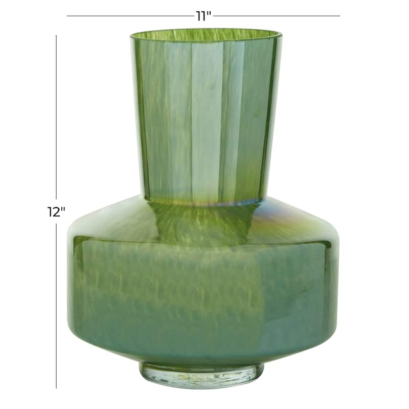 Glass Vase - Green - Roche River Decor - 10"W x 11"L x 12"H