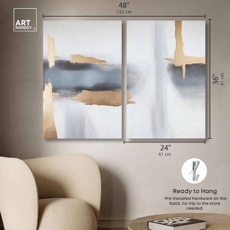 Visual Gold Vortex I Canvas Set of 2 by Art Remedy, Gallery Wrapped