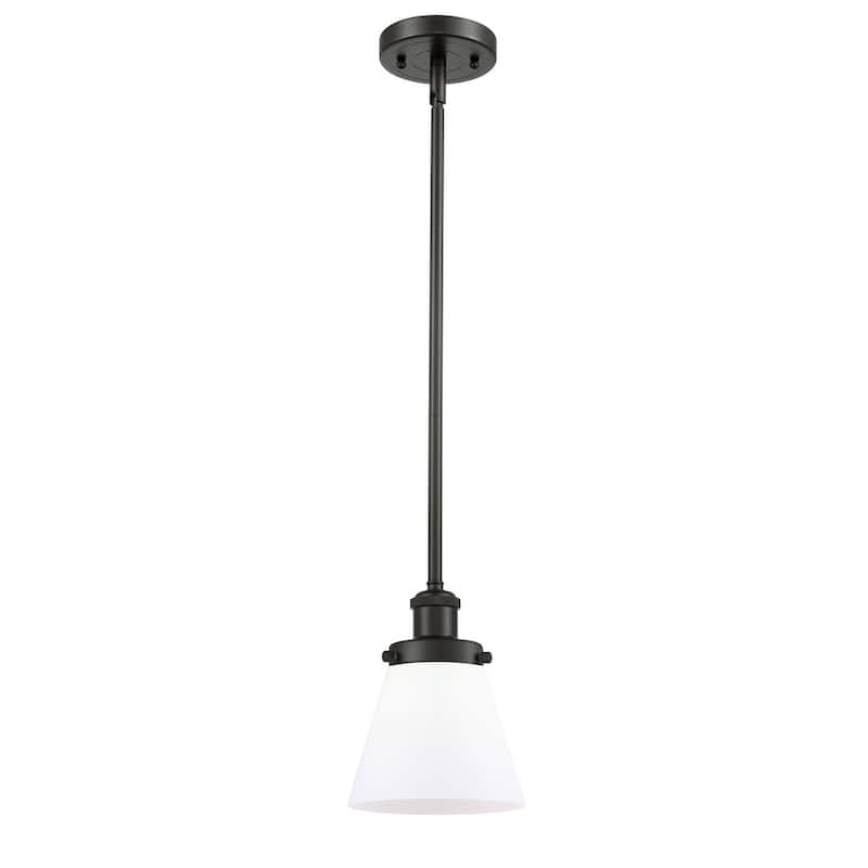 Innovations Lighting Small Cone 6" Wide Mini Pendant - Rod Hung - Oil Rubbed Bronze / Matte White