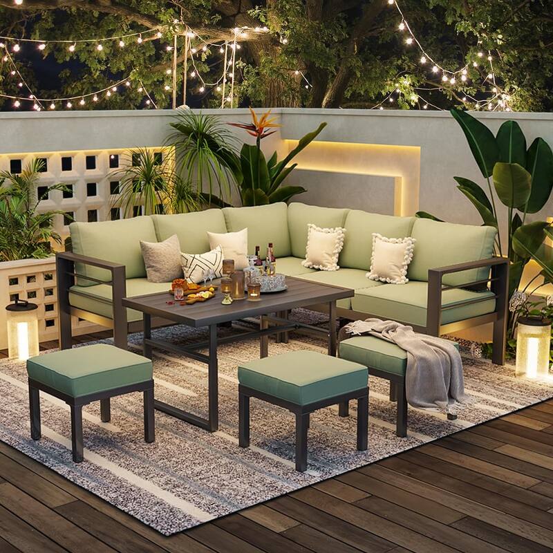 AECOJOY Aluminum Patio Furniture Set Outdoor Conversation Table and Chair