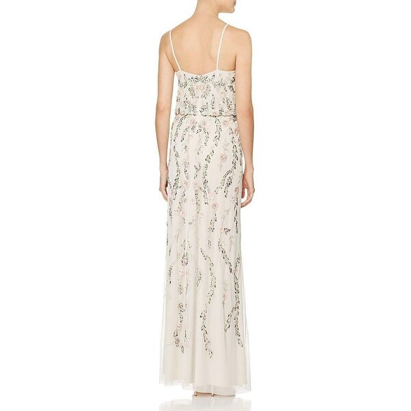 adrianna papell floral beaded blouson gown