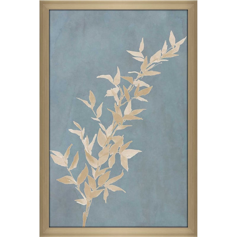 "Tan Leaf on Blue II (Vertical)" Print on Acrylic