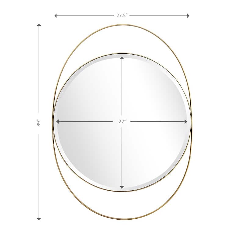 HomeRoots 39" Painted Oval Accent Mirror Wall Mounted With Metal Frame - 35.4