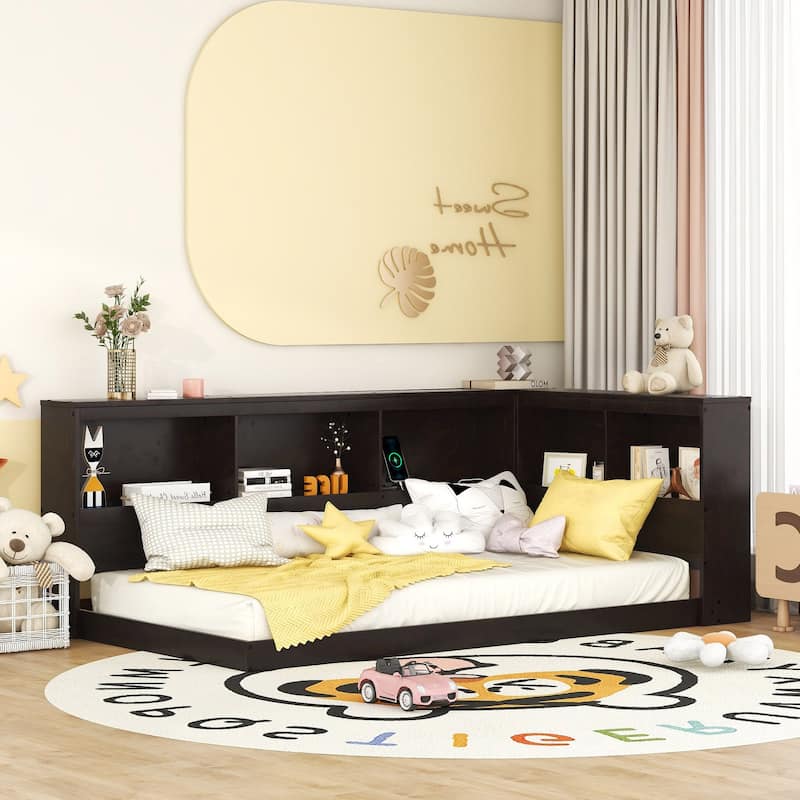Wood Daybed with Storage Cabinets and USB Ports
