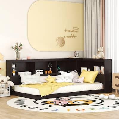 Wood Twin Size Daybed with Storage Cabinets and USB Ports