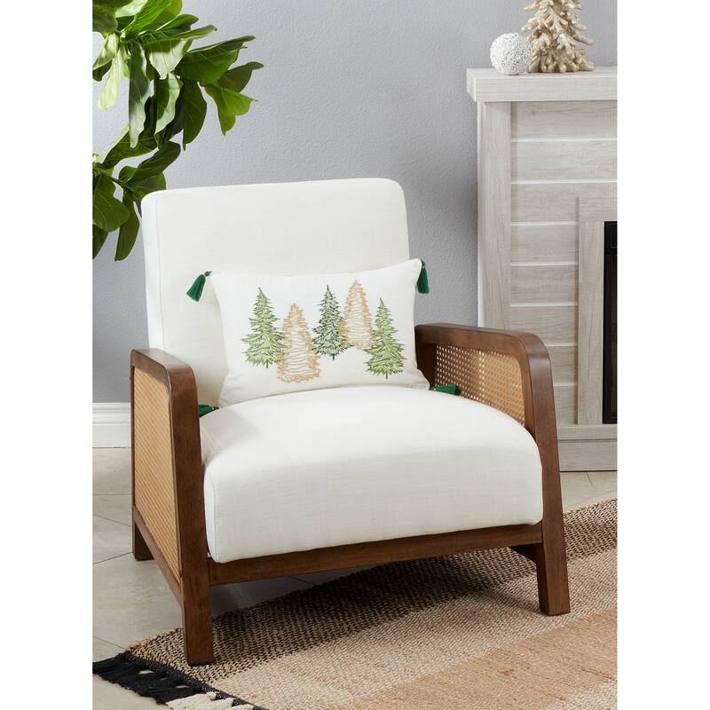 Throw Pillow With Christmas Trees Design