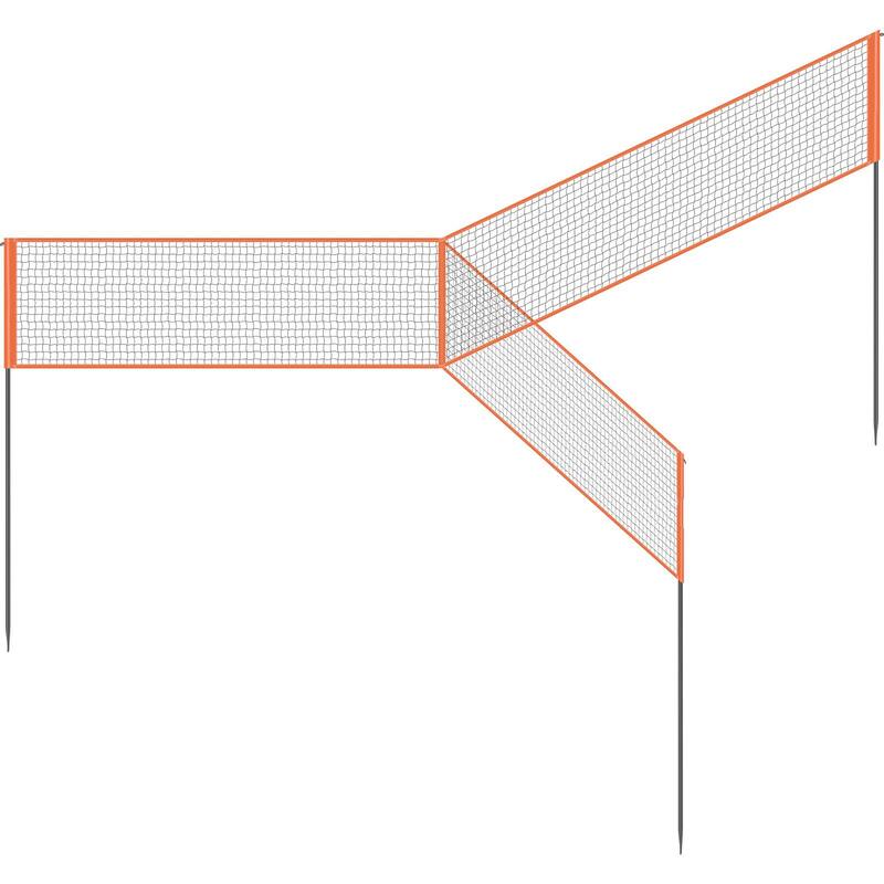 Orange Steel and PE Adjustable Volleyball Net, Weatherproof, Portable and Quick Setup