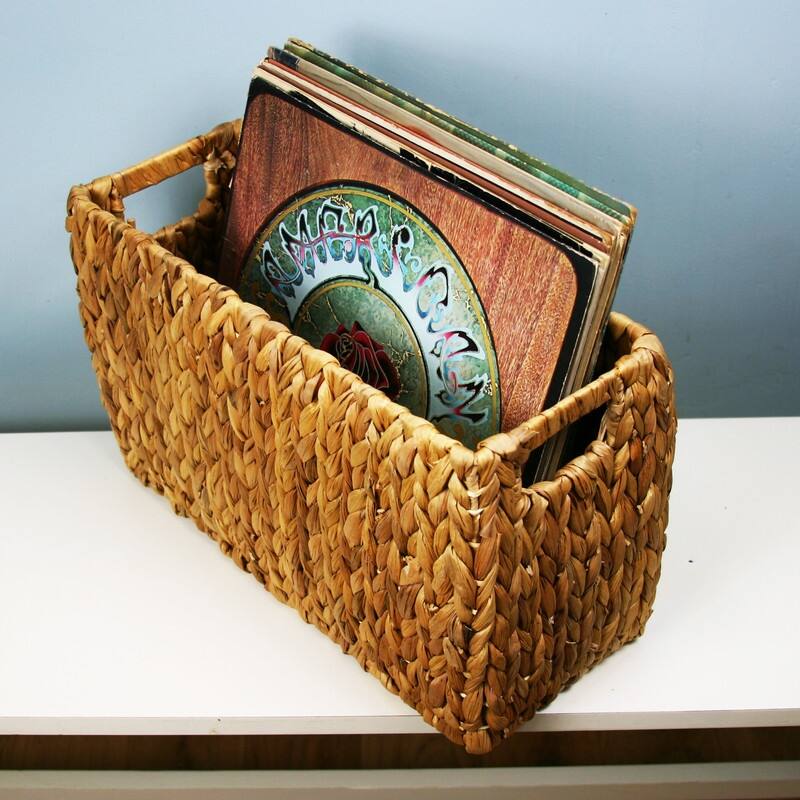 Hyacinth Magazine Rack Record Album Basket - 16"W" x 10"H x 6"D
