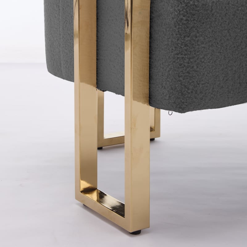 Teddy Fleece Modern Accent Chair with Gold Metal Legs and High-Rebound Cushion