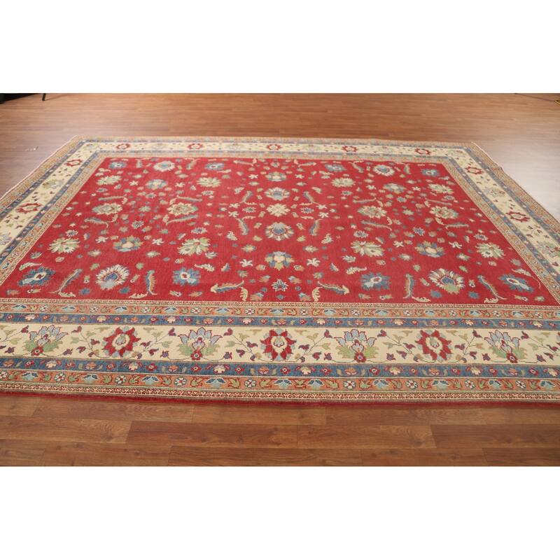 Red Kazak Oriental Area Rug Hand-Knotted Traditional Wool Carpet - 8'9"x 11'8"