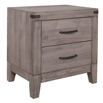 1pc Nightstand Melamine Laminate 2x Drawers Metal Hardware Bed Side Table
