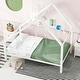preview thumbnail 11 of 15, Twin Size Metal House Platform Bed with Roof and Chimney