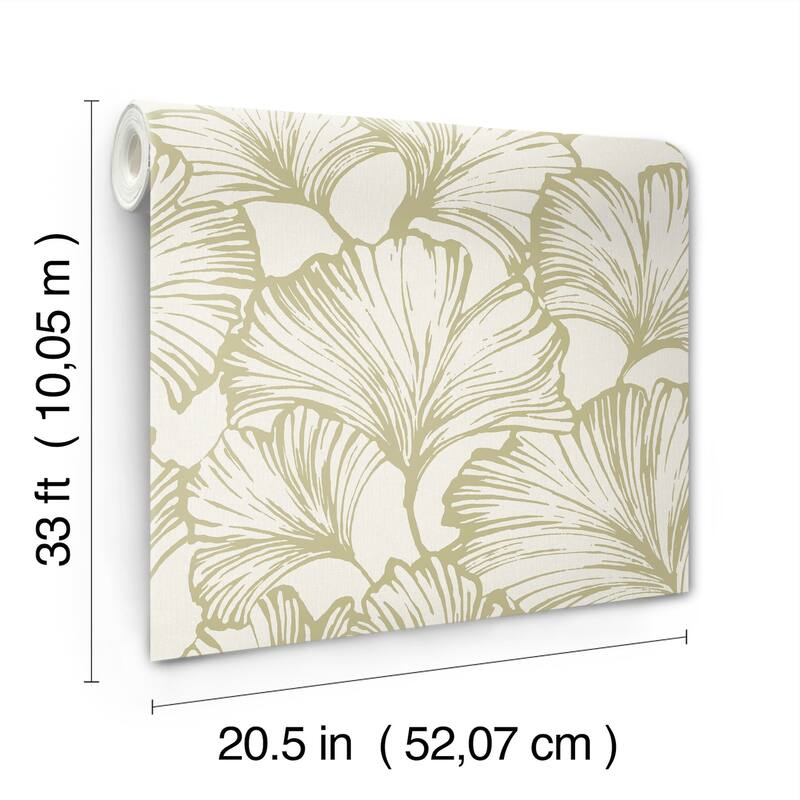 A-Street Prints Kyoto Moss Ginkgo Leaf Wallpaper