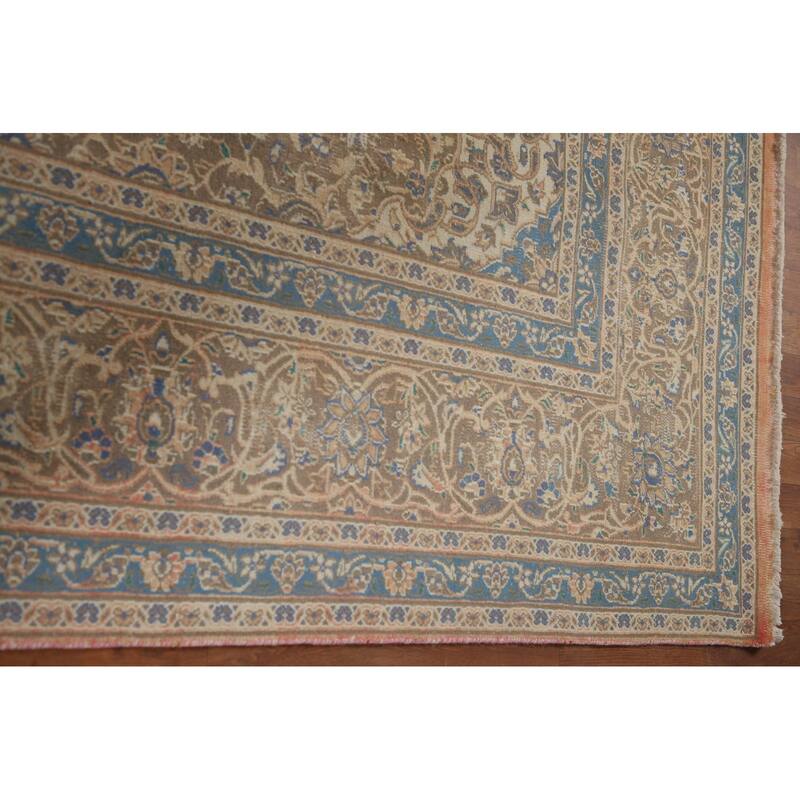 Hand Knotted Oriental 100% Wool Carpet Traditional Floral Pink Mashad Area Rug - 12' 7'' X 9' 6''