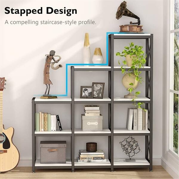 Shop Corner Bookshelf 9 Cubes Stepped Etagere Bookcase Overstock