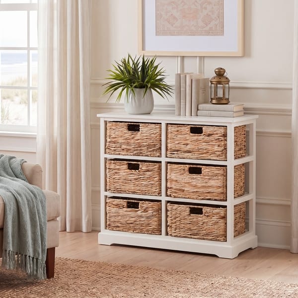 6 drawer white wicker dresser Terra 6-Drawer Dresser, Bedroom with Drawers White Woven Wicker Three-Drawer Dresser
