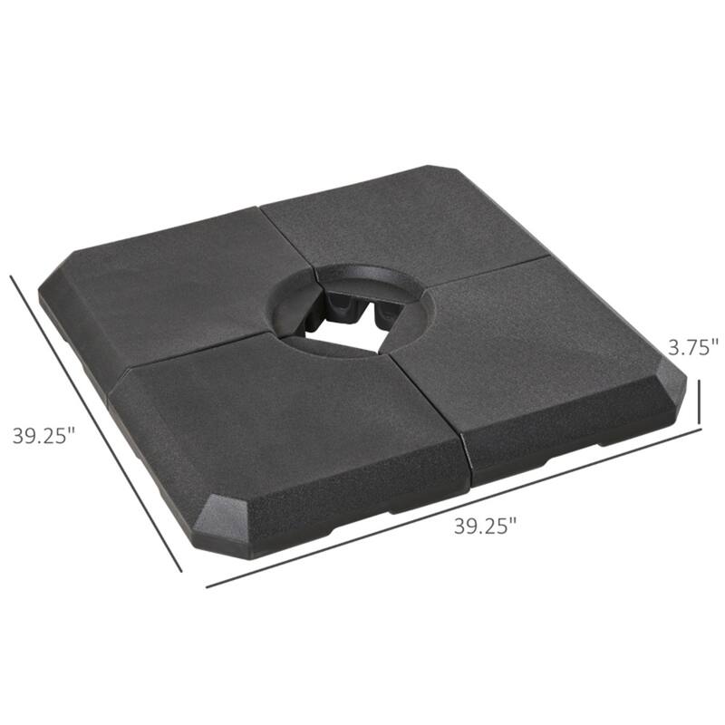 HDPE Offset Patio Umbrella Base Weight Set 4 Piece Sand or Water Fillable for 9 to 10 Foot Umbrellas