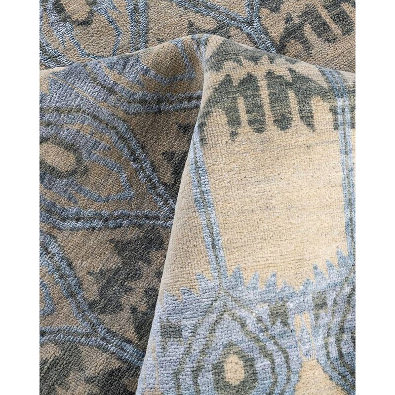 Ikat One-of-a-Kind Hand-Knotted Area Rug - Ivory, 8' 1" x 10' 5" - 8' 1" x 10' 5"