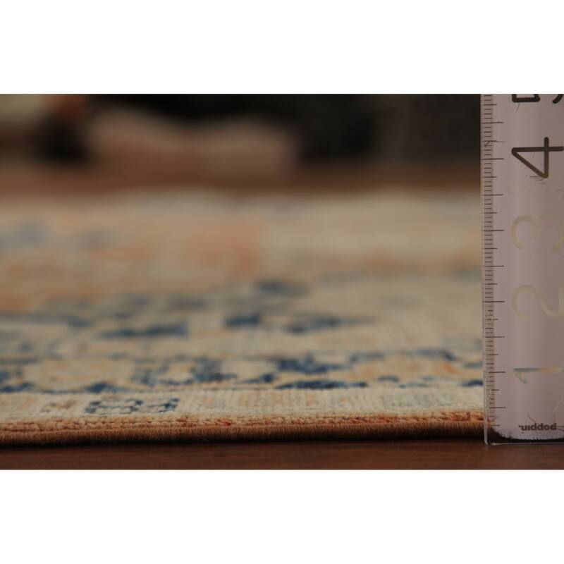 Orange & Blue Heriz Serapi Vegetable Dye Rug Hand-Knotted Wool Carpet - 5'5"x 7'7"
