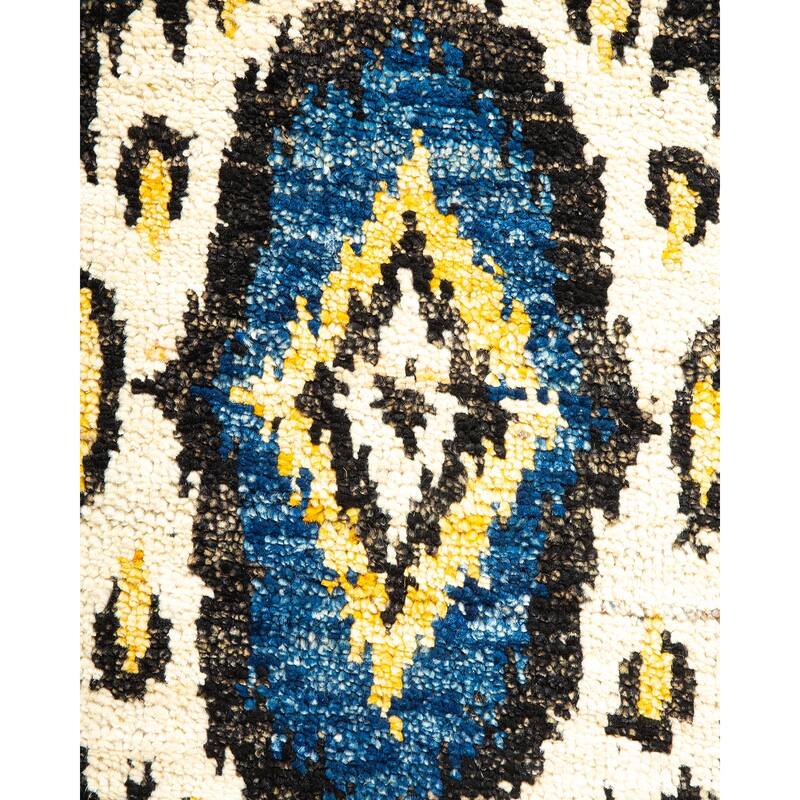 Overton Hand Knotted Wool Vintage Inspired Modern Contemporary Modern Black Area Rug - 3' 10" x 6' 2"