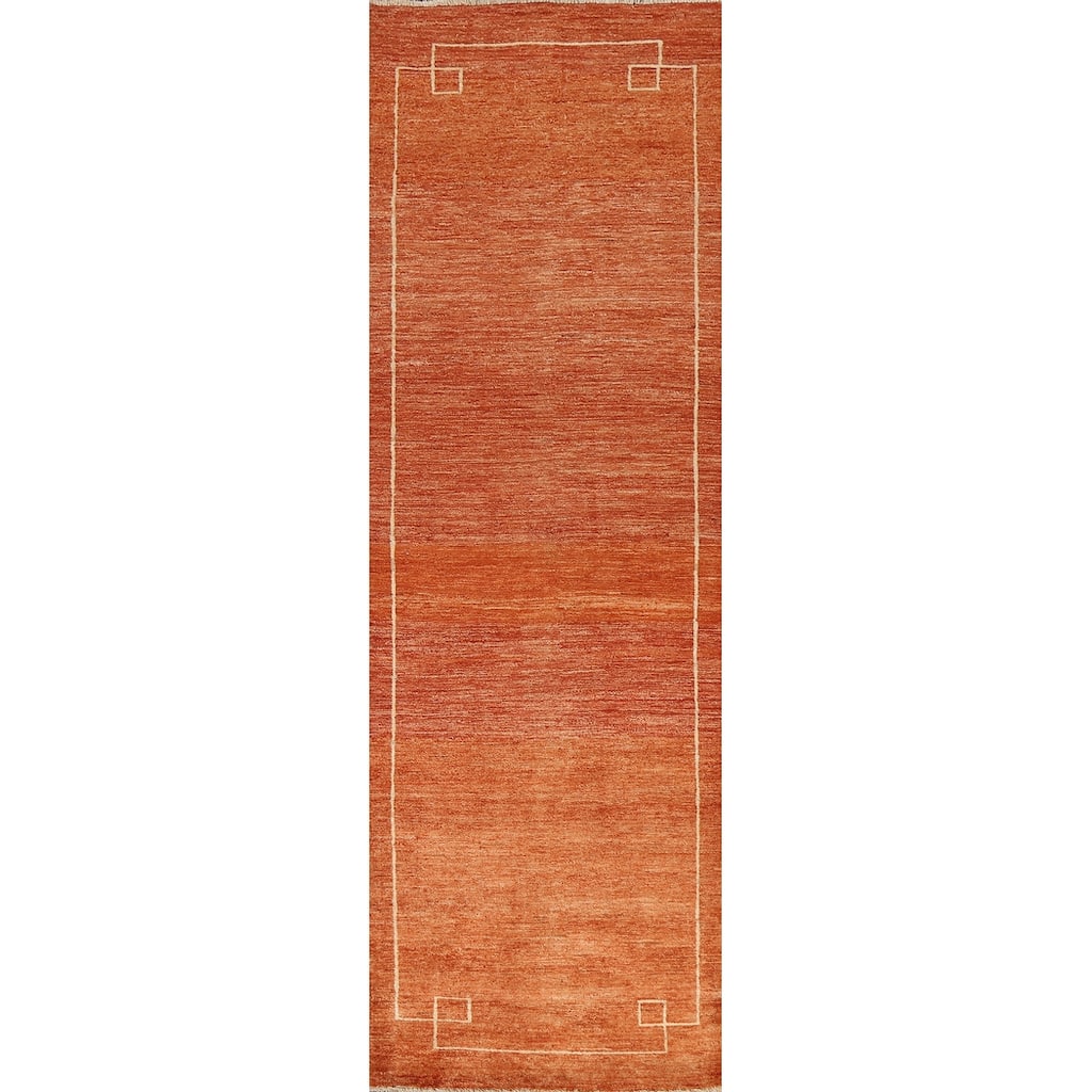 Bordered Gabbeh Kashkoli Oriental Wool Runner Rug Hand-knotted Carpet - 2'5" x 9'3"